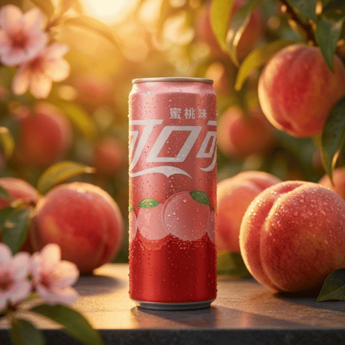 Coca-Cola Peach Dose aus China, 330 ml, Cola mit Pfirsichgeschmack
