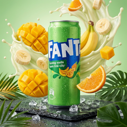 Fanta Soda Kem Trái Cây Dose 320ml, Vietnam-Import mit Fruchtsoda-Geschmack