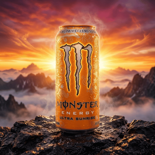 Monster Energy Ultra Sunrise 473ml – orange USA-Import-Dose, Zero Calories Zero Sugar, Energy Drink mit Sunrise-Design