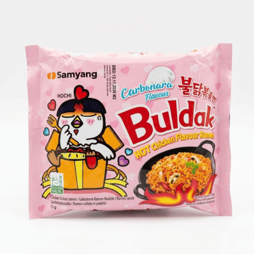 Samyang Buldak Carbonara Ramen 130g Einzelbeutel – cremig-scharfe koreanische Hot Chicken Nudeln, Halal zertifiziert