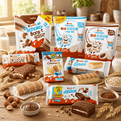 Auswahl verschiedener Kinder Snacks auf einem Frühstückstisch.