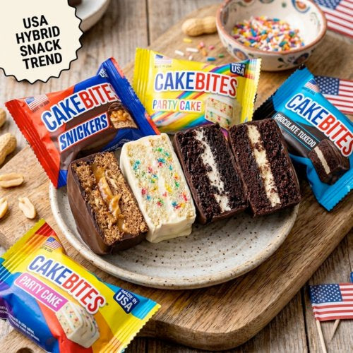 US-Import CakeBites bei Lustladen24 mit sichtbarer Kuchen-Creme-Schichtstruktur.