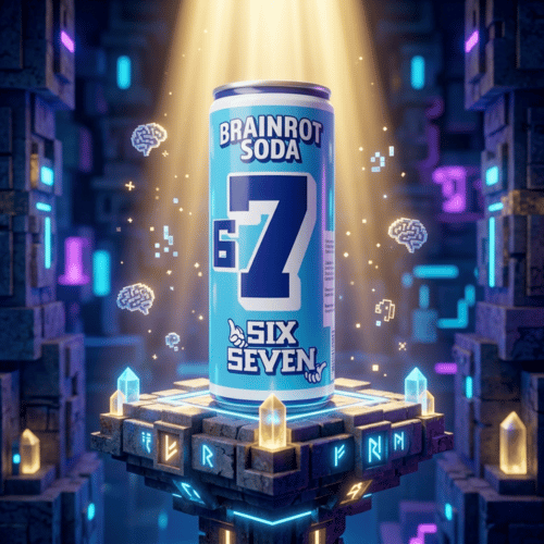 Brainrot Soda Six Seven 250 ml Dose – hellblaues Design mit 67-Zahl, Cola-Geschmack, Limited Edition