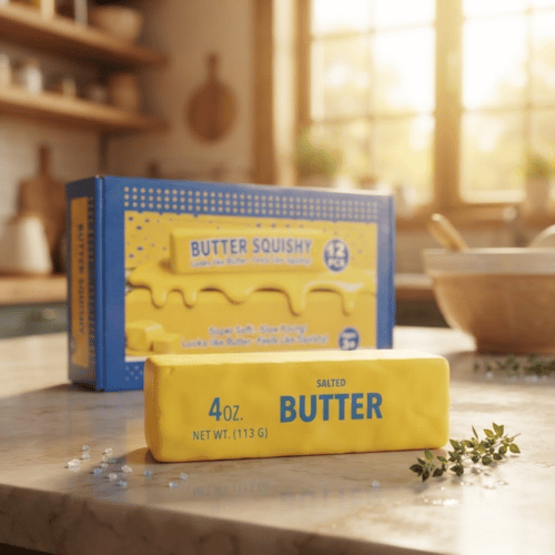 Butter Squishy Spielzeug – gelbes Squishy-Toy im Butter-Design, Einzelstück, Lustladen24