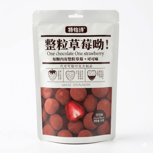 Ganze gefriergetrocknete Erdbeeren in Kakaohülle | Knusprige Frucht-Pralinen 60g