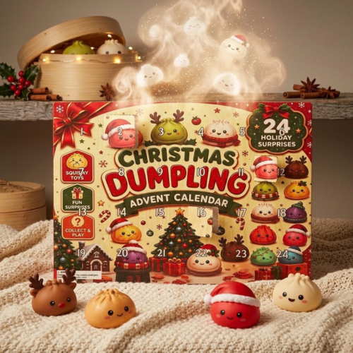Squishy Dumpling Adventskalender mit 24 Türchen und weihnachtlichen Dumpling-Motiven