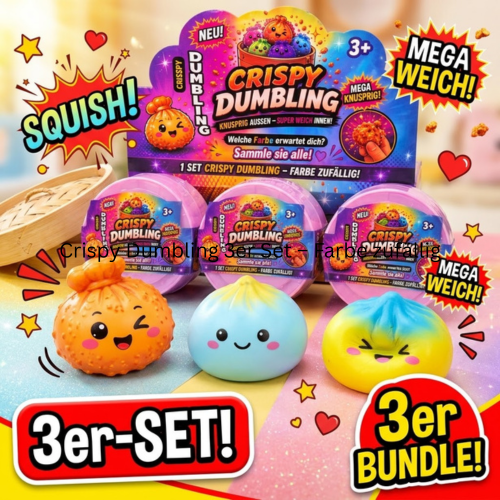 Crispy Dumbling Spielzeug in rosa Dampfkorb-Dose mit buntem Etikett