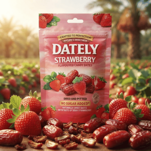 Dately Candy Dates 100 g – entkernte Datteln mit Erdbeer- und Blaubeergeschmack, kein Zuckerzusatz, Lustladen24