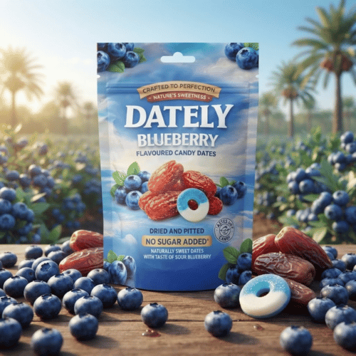 Dately Candy Dates 100 g – entkernte Datteln mit Erdbeer- und Blaubeergeschmack, kein Zuckerzusatz, Lustladen24