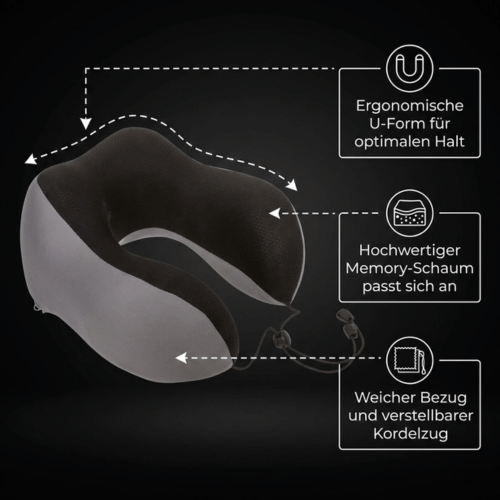 Nackenkissen Deluxe Memory Foam Grau