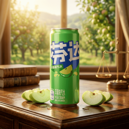 Fanta Apple China 330-ml-Dose in Grün mit chinesischen Schriftzeichen 芬达 – Apfel-Softdrink Import