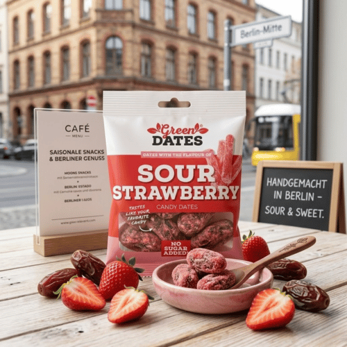 Green Dates Sour Candy Datteln 90g – Sour Cherry & Strawberry