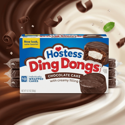 Hostess Ding Dongs Chocolate Cake USA Import 360 g – 10 einzeln verpackte Schokoküchlein mit cremiger Vanillefüllung, 