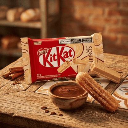KitKat Churros 41,5g – Nestlé Waffelriegel mit Churros-Karamell-Füllung, Brasilien-Import bei Lustladen24