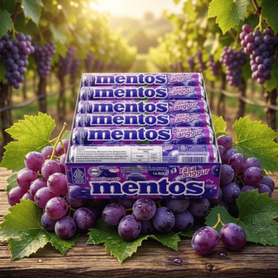 Mentos Roll Grape 14er Bundle, Kaudragees Weintraube aus Indonesien