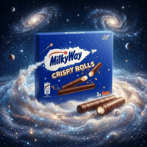 Milky Way Crispy Rolls Verpackung, 5 x 22,5 g, Waffelröllchen mit Milchcreme und Schokolade