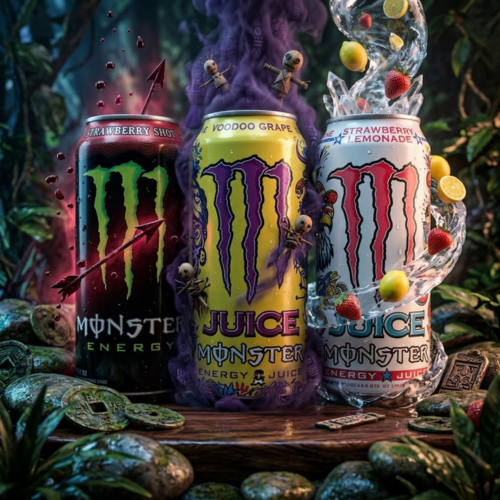 Monster USA 3er Bundle Dosen, Strawberry Shot Voodoo Grape Strawberry Lemonade