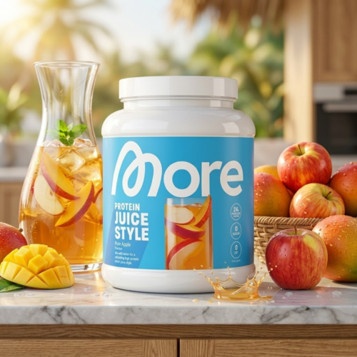 MORE Protein Pulver – Pink Peach Rings, Pure Apple & Mango 600 g - 3 Sorten