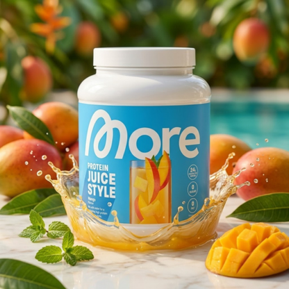 MORE Protein Pulver – Pink Peach Rings, Pure Apple & Mango 600 g - 3 Sorten