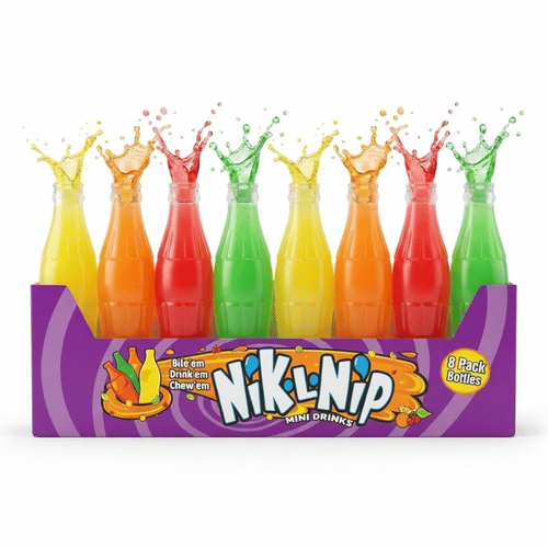 Nik-L-Nip Mini Drinks (8er Pack) | Die kultigen Wachsflaschen | US Candy