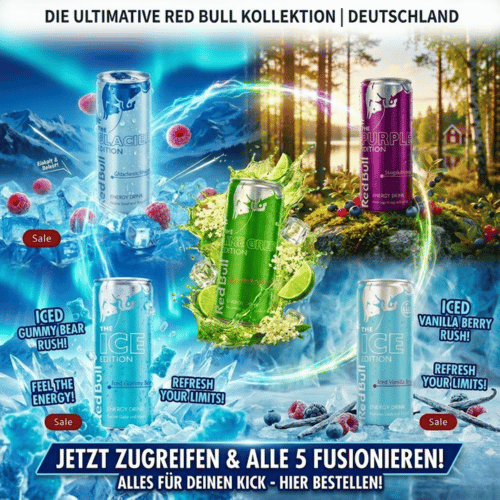 Red Bull 5er Bundle – Glacier, Purple, Lime Green, Iced Gummy Bear und Iced Vanilla Berry Edition bei Lustladen24