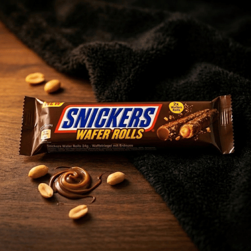 Snickers Wafer Rolls 24g – knusprige Waffelröllchen mit Erdnuss, Karamell und Milchschokolade, 2er Pack Import