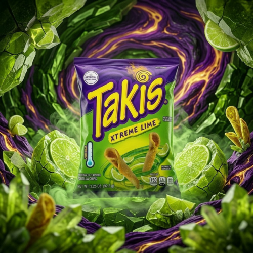 Takis Xtreme Lime Tüte, 92 g, Maischips mit intensivem Limettengeschmack