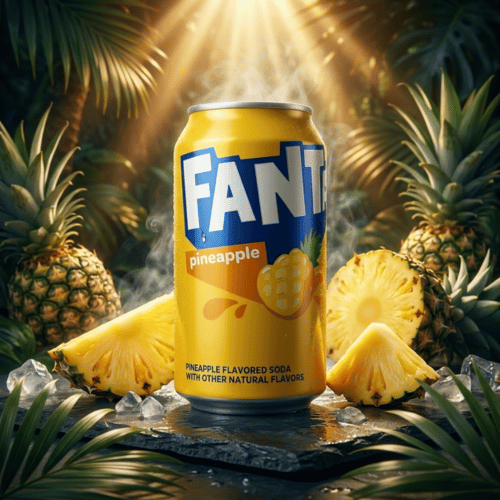 Fanta Pineapple USA 355ml – gelbe Dose mit Ananas-Motiv, Pineapple Flavored Soda mit natürlichen Aromen, USA-Import