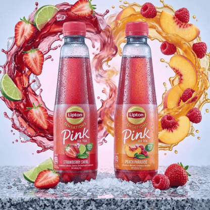 Lipton Sensations Pink Ice Tea 310ml – zwei Varianten: Strawberry Swirl mit Oolong-Tee und Peach Paradise, kalorienarmes Eisteegetränk