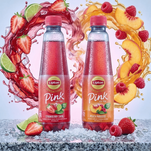 Lipton Sensations Pink Ice Tea 310ml – zwei Varianten: Strawberry Swirl mit Oolong-Tee und Peach Paradise, kalorienarmes Eisteegetränk
