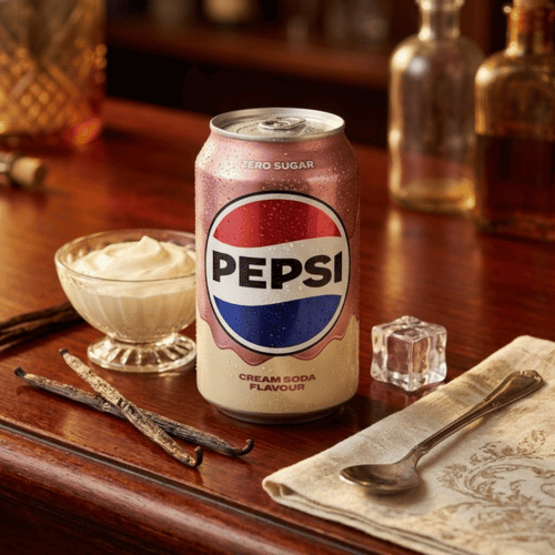 Zero Sugar Cream Soda Flavour 330ml – rosa-cremefarbene Dose mit Vanilla-Cream-Soda-Geschmack, Zero Sugar Import